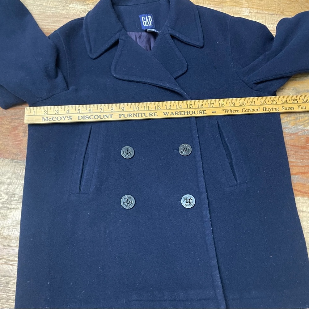 Gap Women’s Medium Navy Blue  Wool Blend Double Breasted Peacoat gold button - Picture 7 of 11